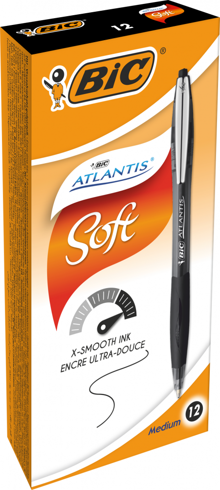 12x Długopis automatyczny Bic Atlantis Soft, 1mm, czarny