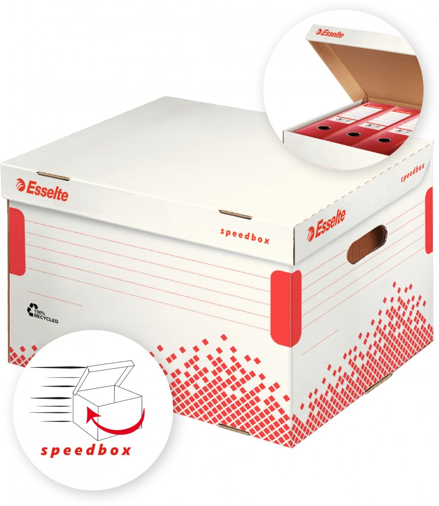 Pudło archiwizacyjne zbiorcze Esselte Speedbox, 392mm, do 5 segregatorów 75mm, biały