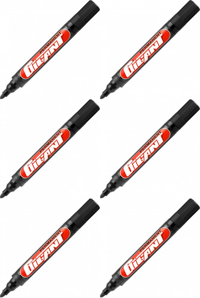 6x Marker permanentny Kamet, Gigant, okrągła, 5.2mm czarny