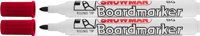 2x Marker suchościeralny Snowman Boardmarker, okrągła, 1.5-3mm, czerwony