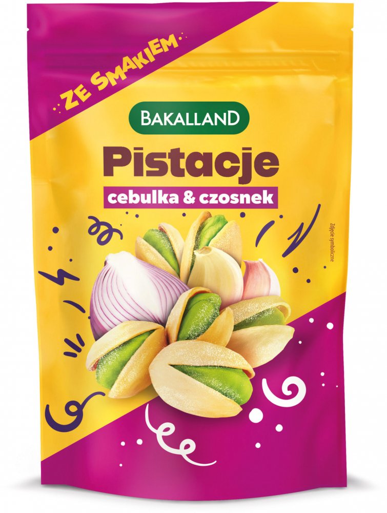 Pistacje prażone Bakalland Onion&Garlic, cebulka&czosnek, 70g