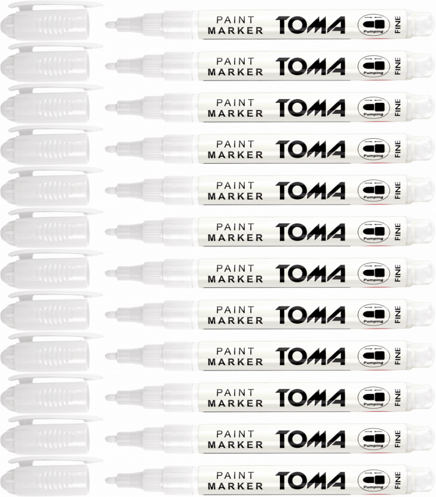 12x Marker olejowy Toma TO-441, Fine, okrągła, 1.5 mm, biały
