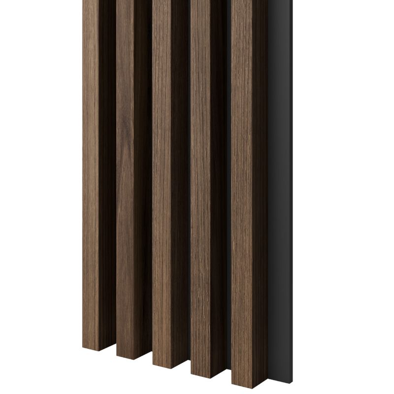 Lamele 3x4cm na czarnej płycie MDF LAMELE3D orzech klasyczny 1 szt