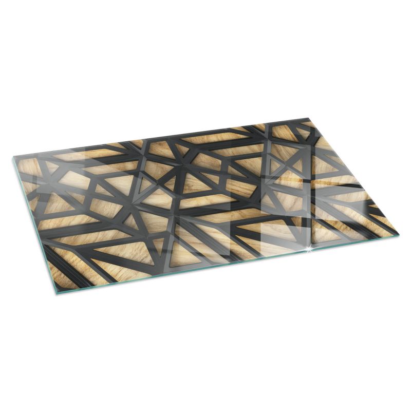 Podkładka szklana Tulup 140x70 cm Geometria z drewnem 1 szt.