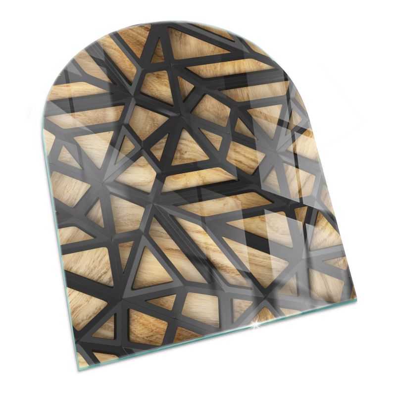 Podkładka szklana półowalna Tulup 80x70 cm Geometria z drewnem 1 szt.