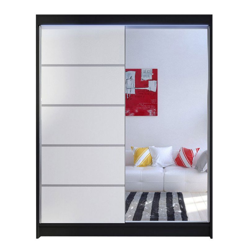 Szafa MIRJAN 24 z drzwiami przesuwnymi Camino III z oświetleniem RGB czarny/biały 1 szt.