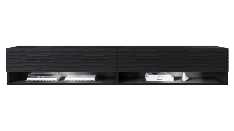 Szafka RTV MIRJAN 24 A180 MDF z oświetleniem LED RGB czarny/czarna fala 1 szt.