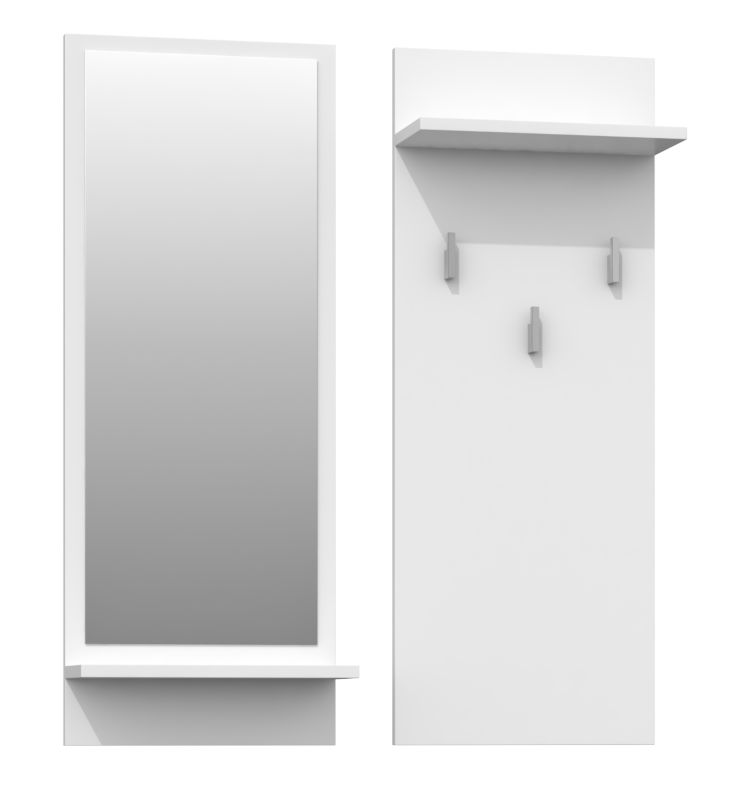 Wieszak Topeshop Riva Biały Mat z Półką Z Lustrem 16x70x90 cm 1 szt.