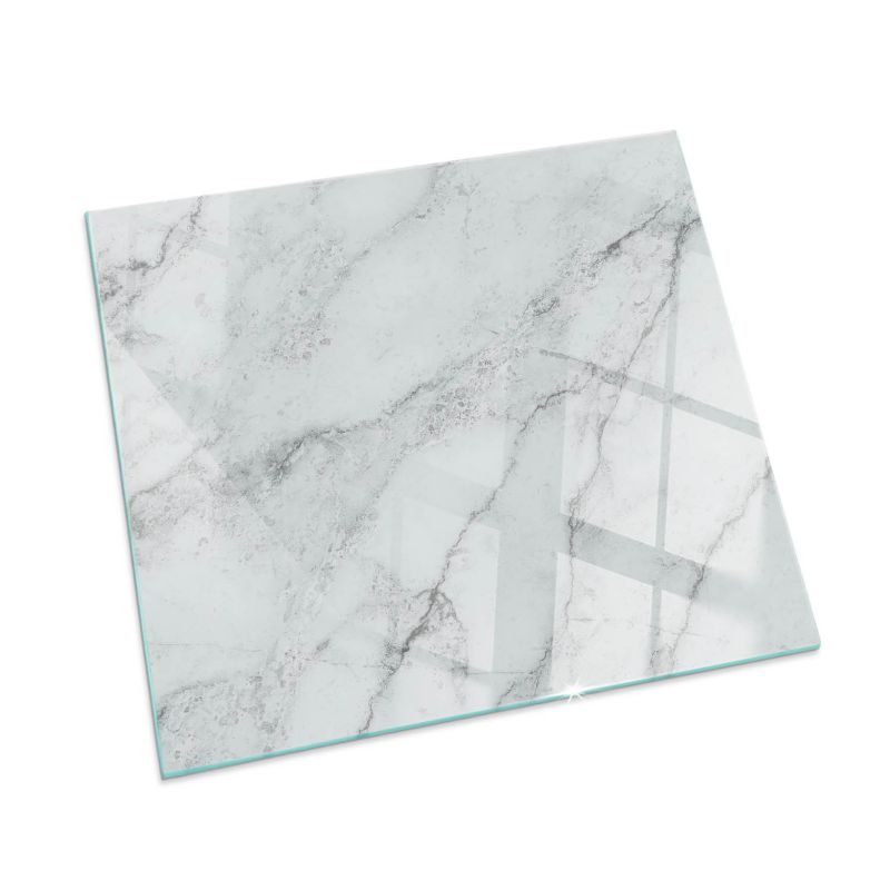 Szklana Podkładka Pod Kominek Kwadrat Wallfluent 50x50 cm Marmurowa faktura z żyłkami 1 szt.
