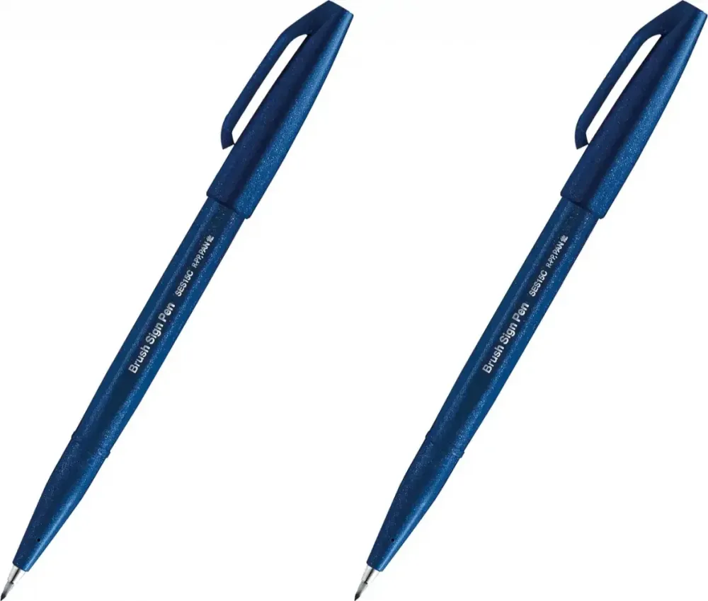 2x Pisak pędzelkowy do kaligrafii Pentel Brush Sign Pen SES15C, 2.07mm, niebiesko-czarny