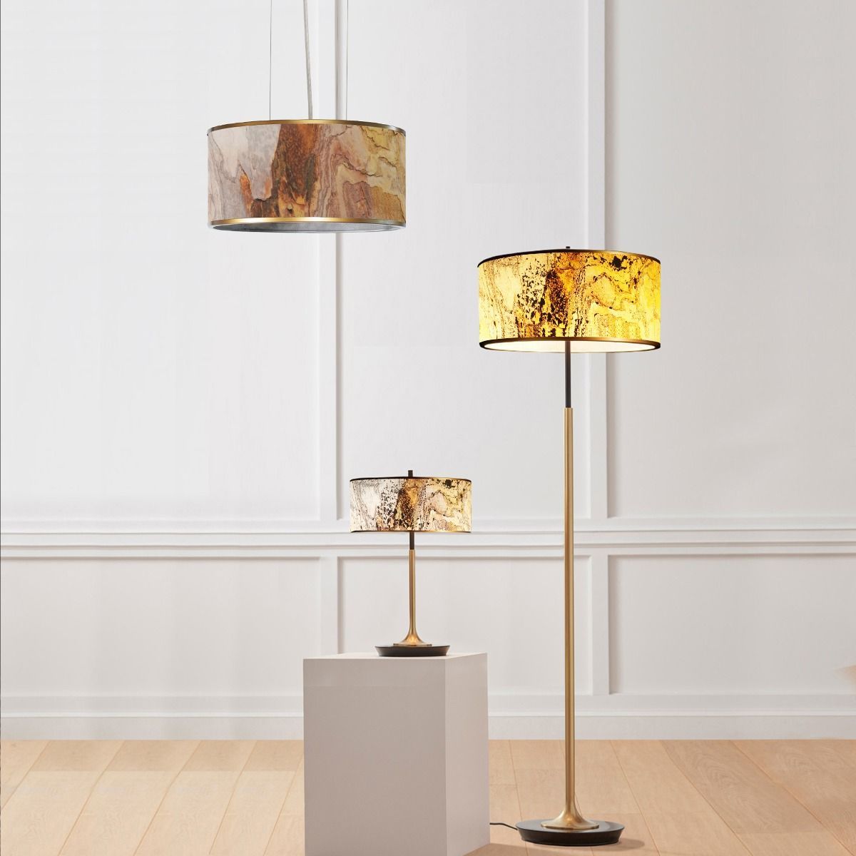 Abigali Marble Stone lampa wisząca 1x40W marmur/złota MPLR-6631-601