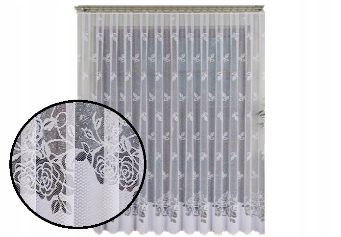 Firana żakardowa Róże 215x450 z taśma