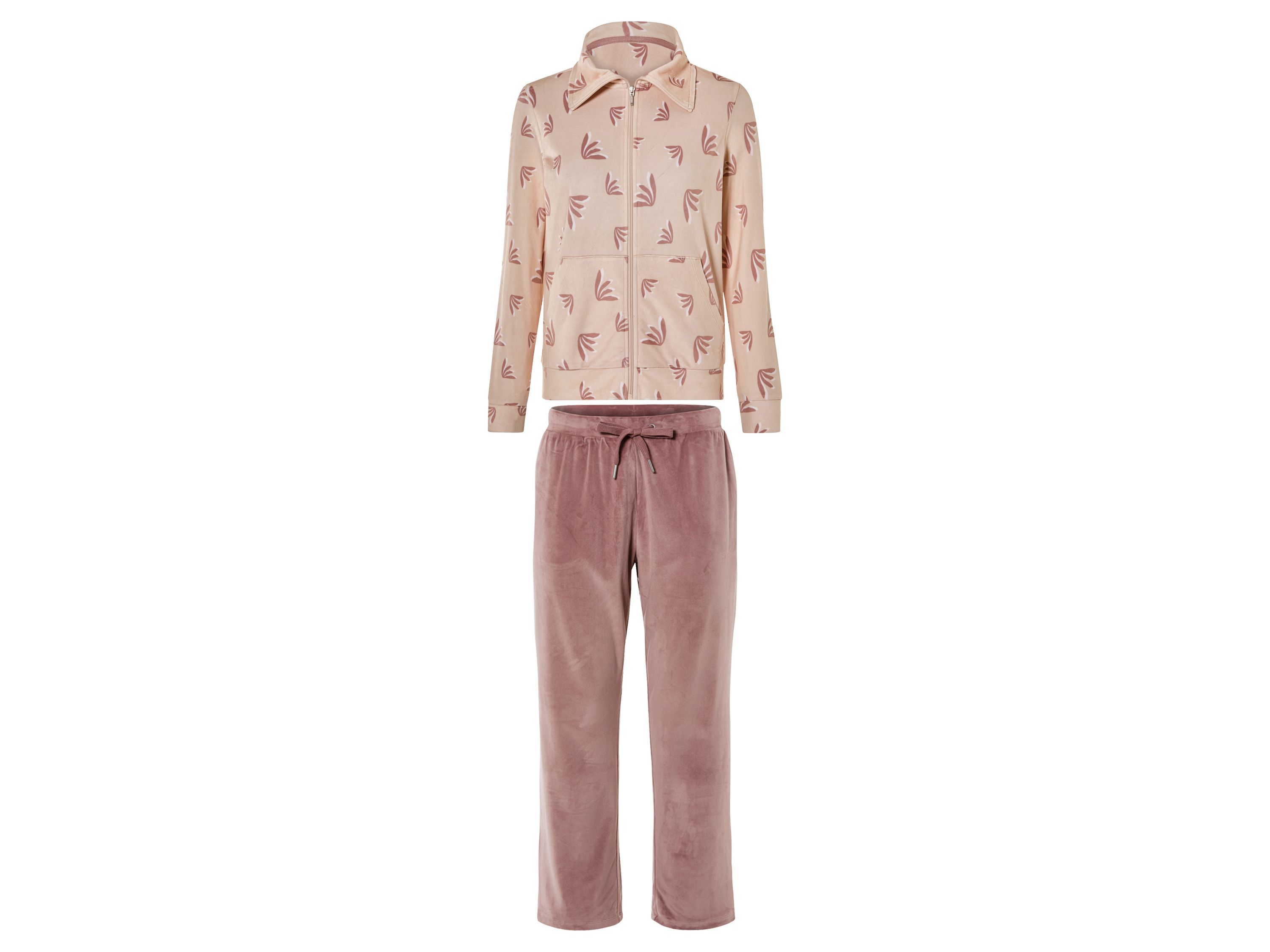 esmara Dres welurowy damski Beżowy/różowy, S36/38