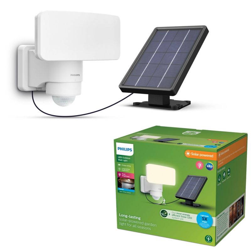 Naświetlacz LED Philips Solarny 6W 1000lm 5000K IP44 z Czujnikiem Ruchu i Zmierzchu Biała 1 szt.