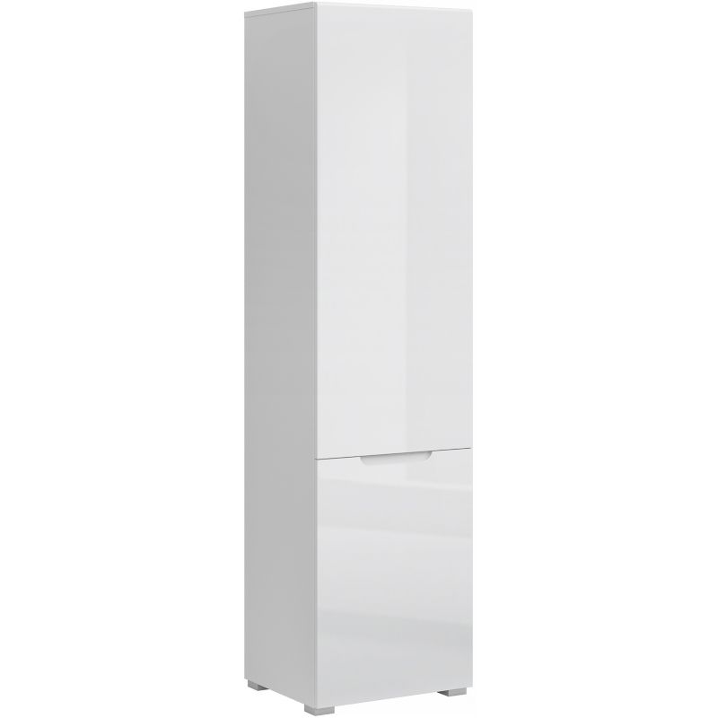 Regał Dwudrzwiowy MIST Mebel Elite Wąski do Salonu 50 cm Biały połysk Nowoczesna 1 szt