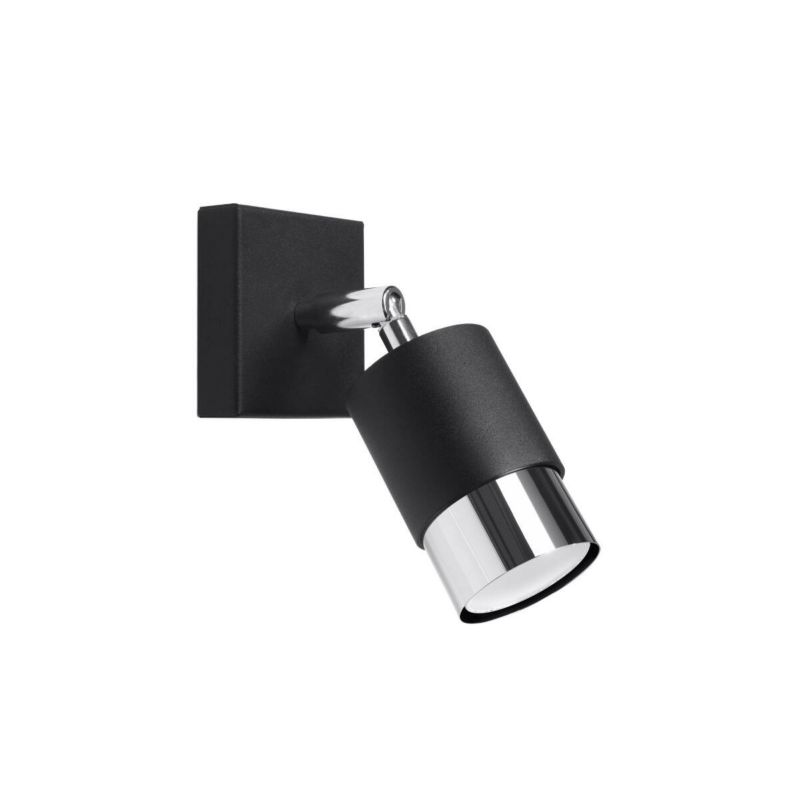 Kinkiet ścienny Sollux Lighting Nero czarny-chromowany do czytania 1 x GU10 x IP20 wym: 18,7 x 8 x 17,5 cm - 1 szt.