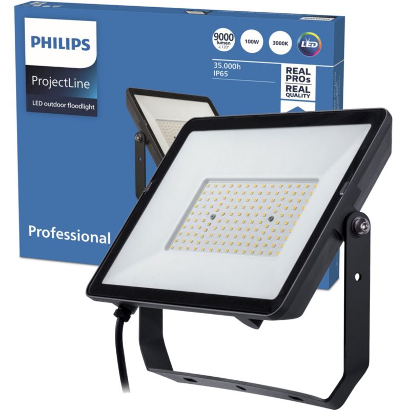Naświetlacz LED Philips Lampa Reflektor 100W 9000lm 3000K IP65 Czarny 1 szt.