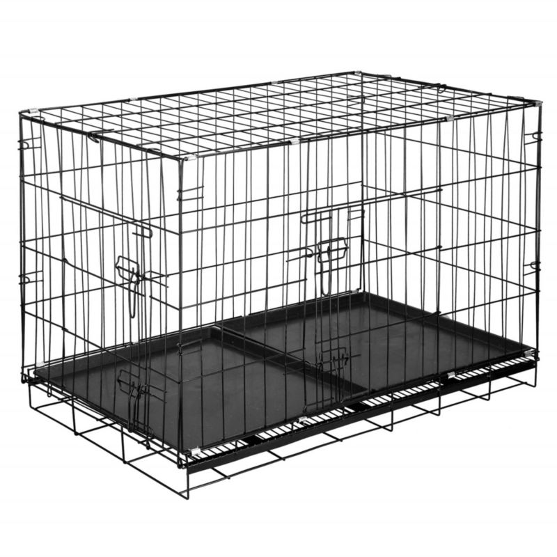 Klatka kennelowa dla zwierząt Springos kojec dla psa kota 100 x 70 x 60 cm L czarny 1 szt.