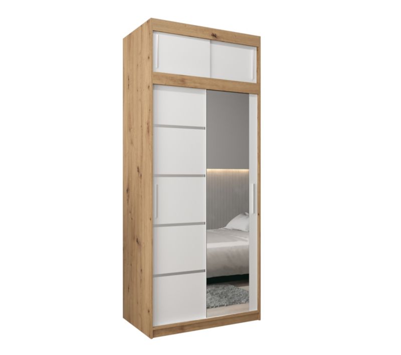 Szafa przesuwna Abiks Verona 2 100 artisan + biały z nadstawką 1 szt.