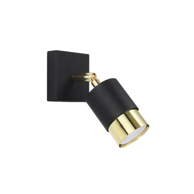 Kinkiet ścienny Sollux Lighting Nero czarno-złoty do czytania 1 x GU10 x IP20 wym: 18,7 x 8 x 17,5 cm - 1 szt.