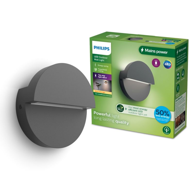 Kinkiet Ogrodowy Philips Lampa Elewacyjna Zewnętrzna LED 4.3W 800lm 2700K IP44 Antracyt 1 szt.
