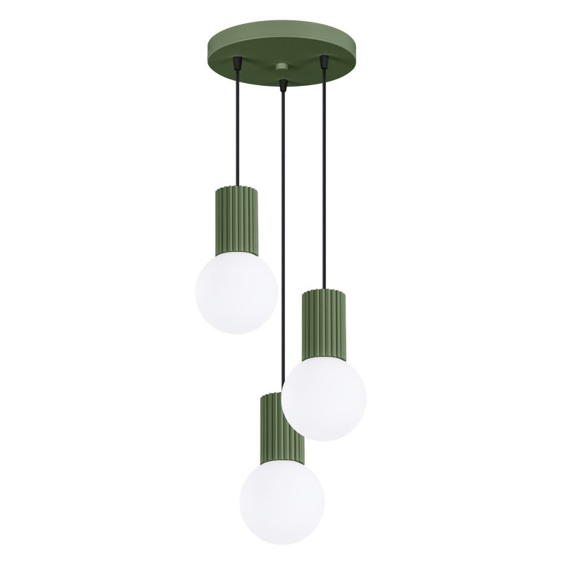 Lampa wisząca Sollux Lighting HALO 3P zielona oliwka 1 szt.