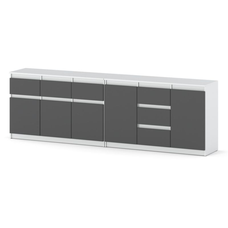 Komoda Hurtownia-Mebli Szuflady 6 Agnolia Best 240cm Biały Mat Szary Mat 240x35x75 cm 1szt.