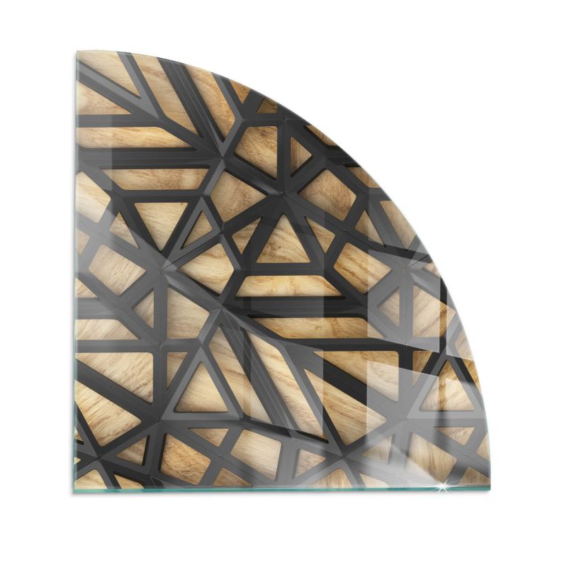 Podkładka szklana ćwiartka Tulup 100x100 cm Geometria z drewnem 1 szt.