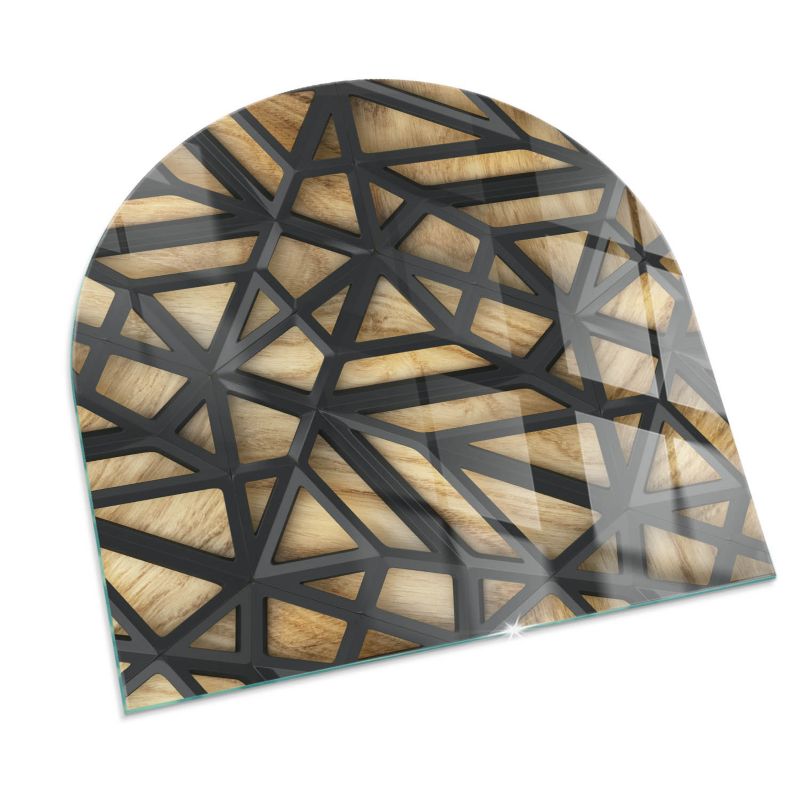 Podkładka szklana półowalna Tulup 100x100 cm Geometria z drewnem 1 szt.