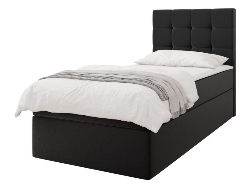 Łóżko kontynentalne MIRJAN 24 Luanda Single 90x200 czarna ekoskóra 1 szt.