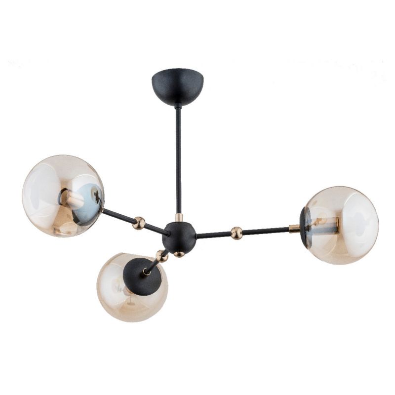 Lampa sufitowa wisząca Alfa Itoris 3633 czarno-złota-bursztynowy nowoczesna 3xE14 x 10W 1 szt.
