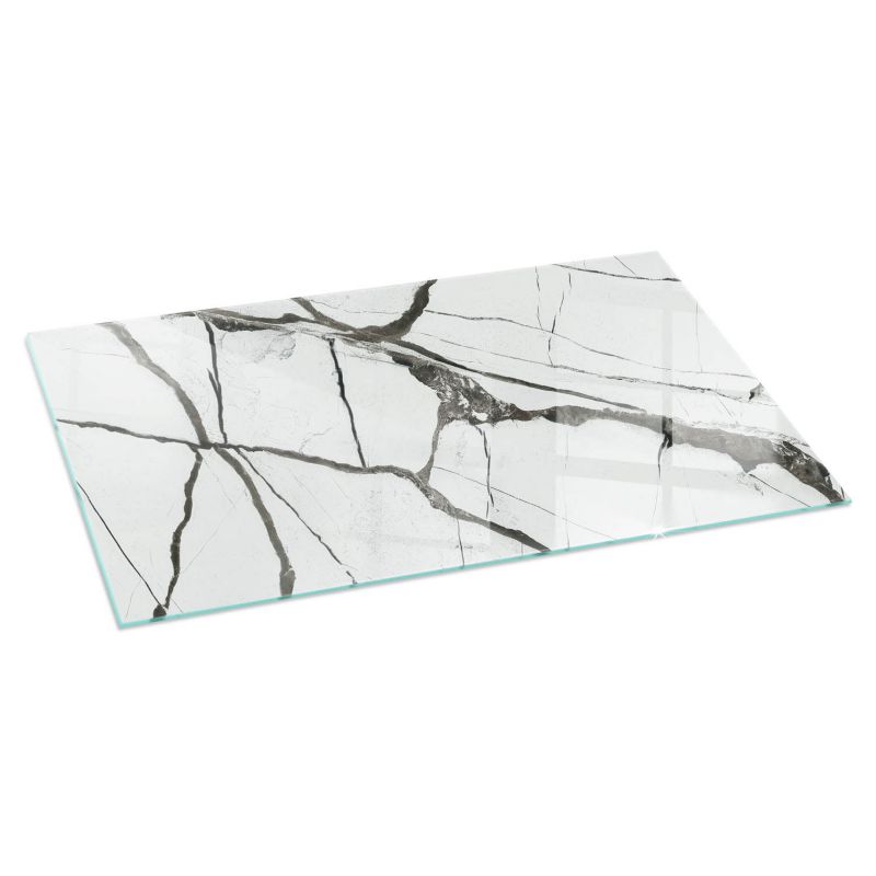 Szklana Podkładka Pod Kominek Prostokąt Wallfluent 140x70 cm Marmurowe żyłki 1 szt.