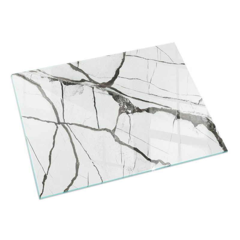 Szklana Podkładka Pod Kominek Prostokąt Wallfluent 120x80 cm Marmurowe żyłki 1 szt.
