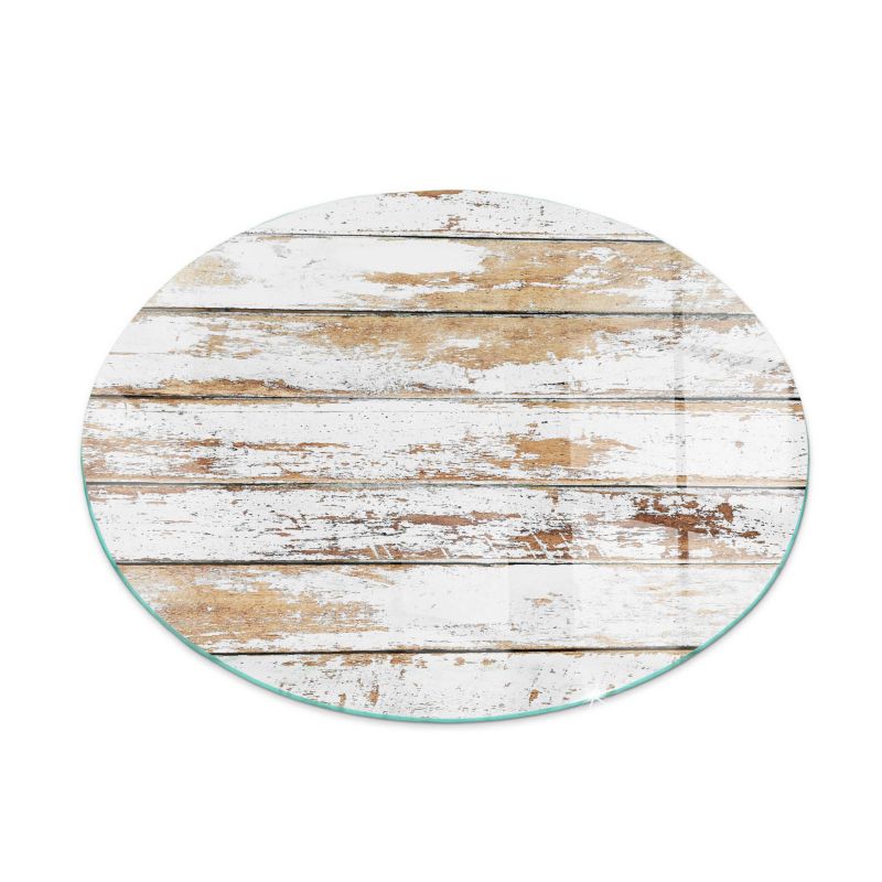 Szklana Podkładka Pod Kominek Okrąg Wallfluent Fi50 cm Postarzane drewniane deski 1 szt.