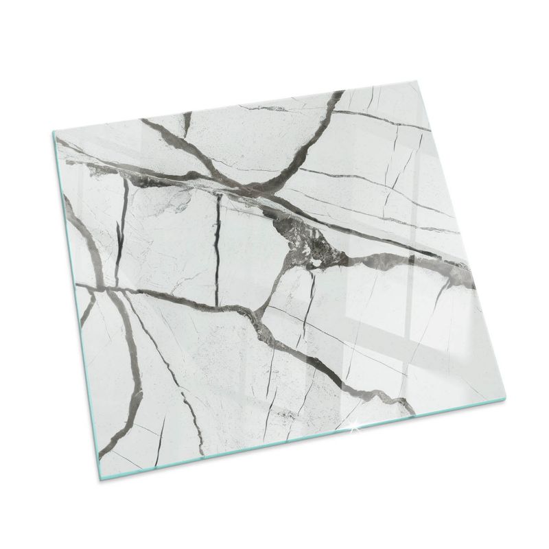 Szklana Podkładka Pod Kominek Kwadrat Wallfluent 50x50 cm Marmurowe żyłki 1 szt.