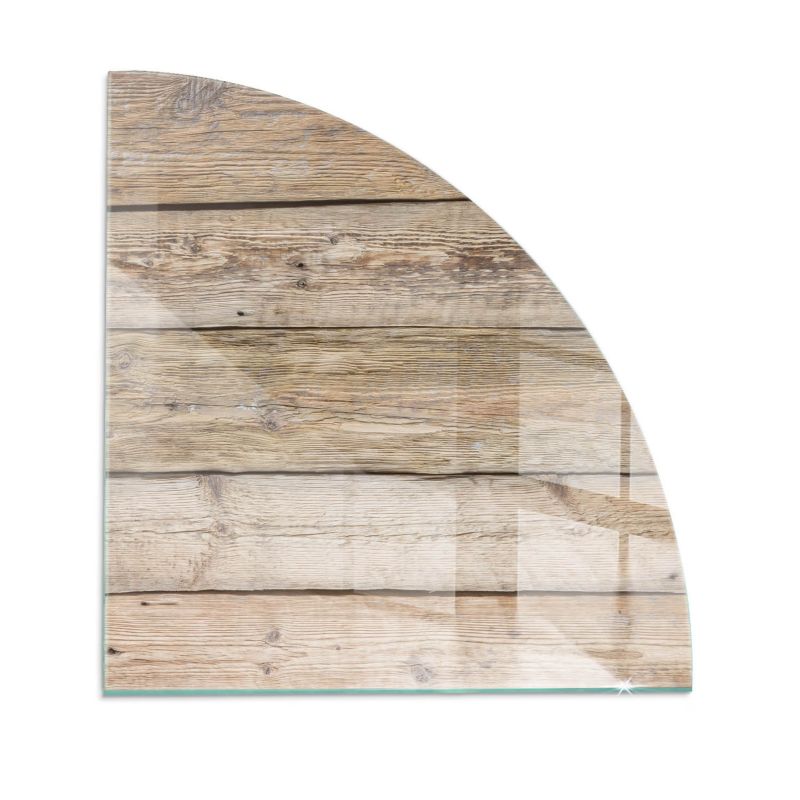 Szklana Podkładka Pod Kominek Ćwiartka Wallfluent 100x100 cm Faktura drewnianych desek 1 szt.