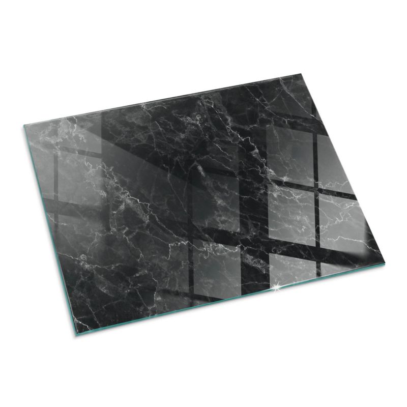 Szklana Podkładka Pod Kominek Prostokąt Wallfluent 80x60 cm Elegancka marmurowa faktura 1 szt.