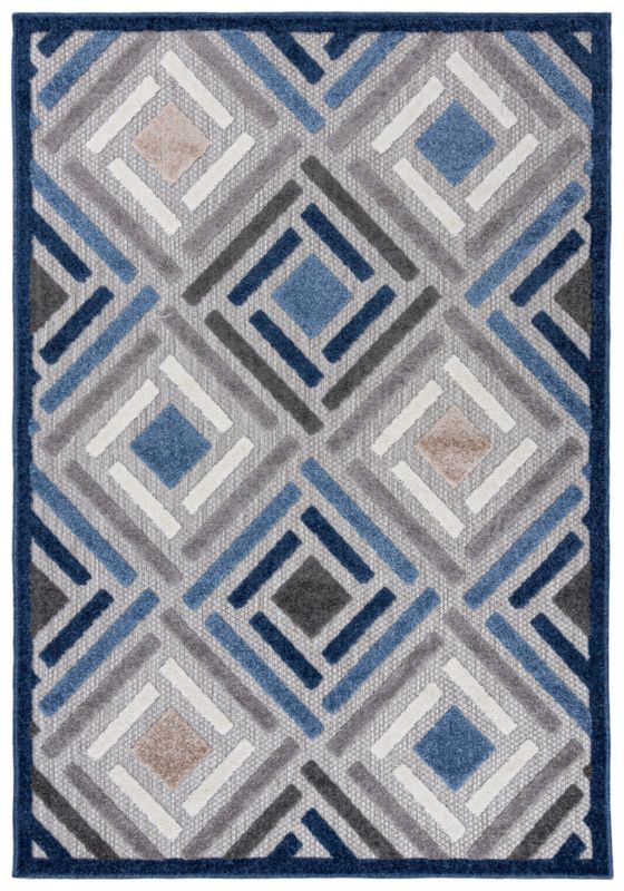 Dywan Zewnętrzny / Wewnętrzny Płaskotkany Aventura ED37A prostokąt Mazovia 140x 200 cm niebieski motyw diament,geometryczny 1 szt.
