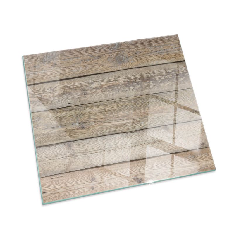 Szklana Podkładka Pod Kominek Kwadrat Wallfluent 60x60 cm Faktura drewnianych desek 1 szt.