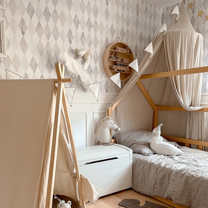 Tapeta ścienna Fairy Land Szare Romby WYPRZEDAŻ