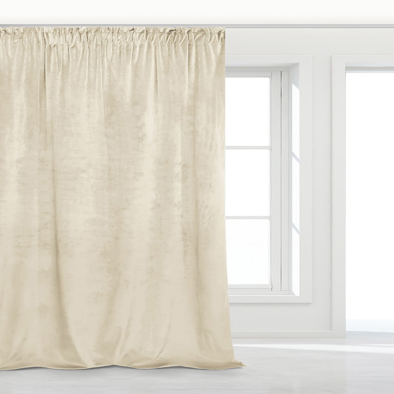 Kremowa Zasłona Welurowa Na Taśmie 140x300 Velvet Soft IN