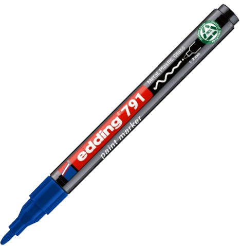 Marker olejowy edding e-791 PCR, okrągła, 1-2 mm, niebieski