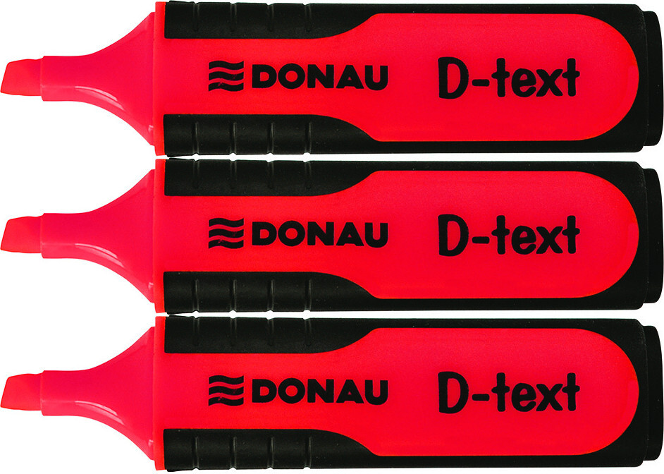 3x Zakreślacz fluorescencyjny Donau, D-Text, ścięta, czerwony