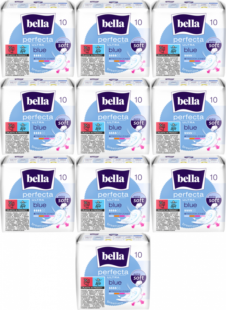 10x Podpaski Bella Perfecta Ultra Blue, extra soft, ze skrzydełkami, 10 sztuk
