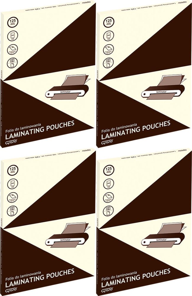 4x Folia do laminowania Grand, 216x303mm, A4, 2x125 μm, 100 arkuszy