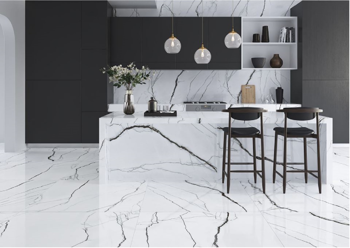 Magnifica Marquina płytka ścienno-podłogowa 120x60 cm biała-mix kolorów