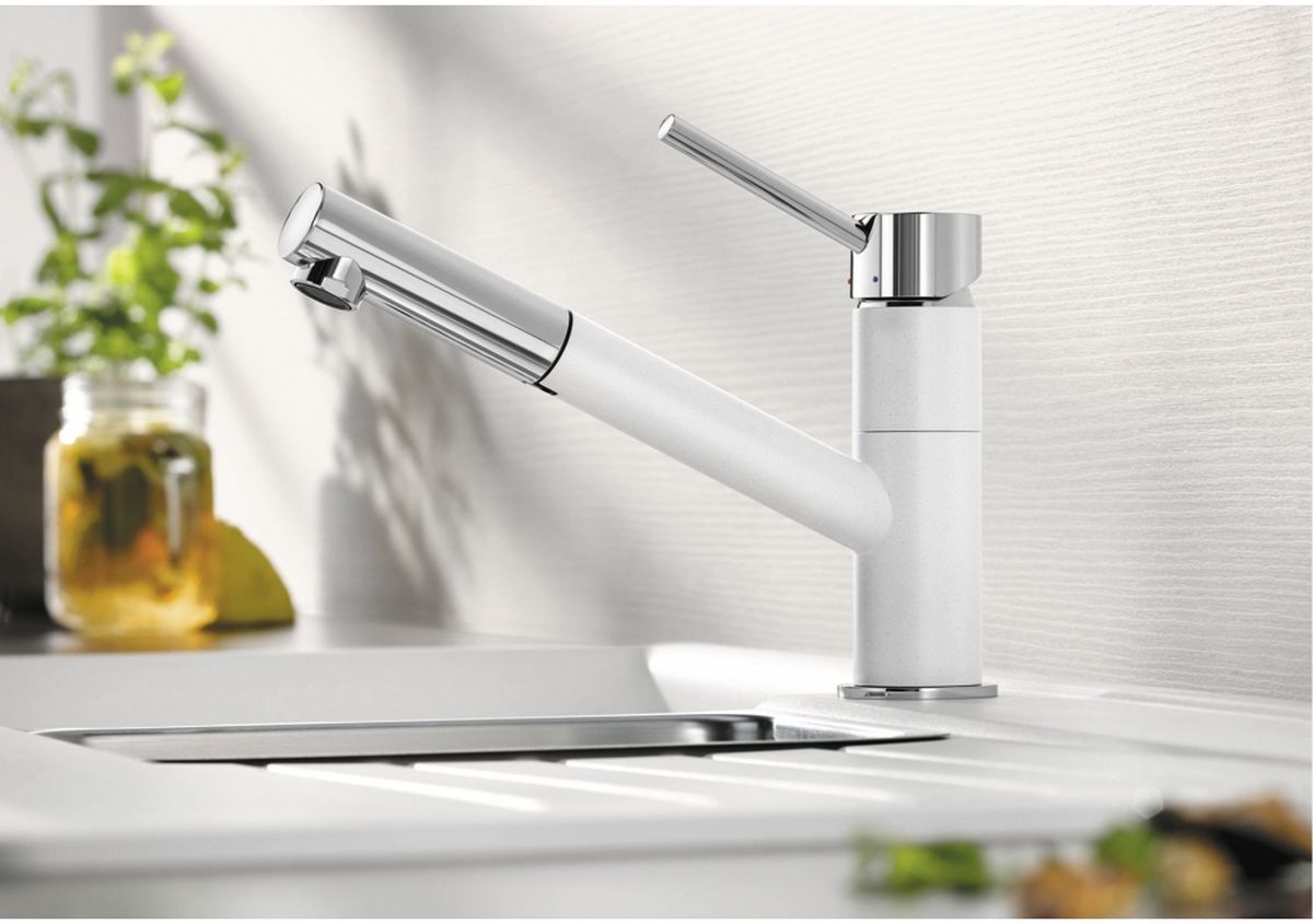 Blanco Kano-S bateria kuchenna stojąca Silgranit kawowy/chrom 525043