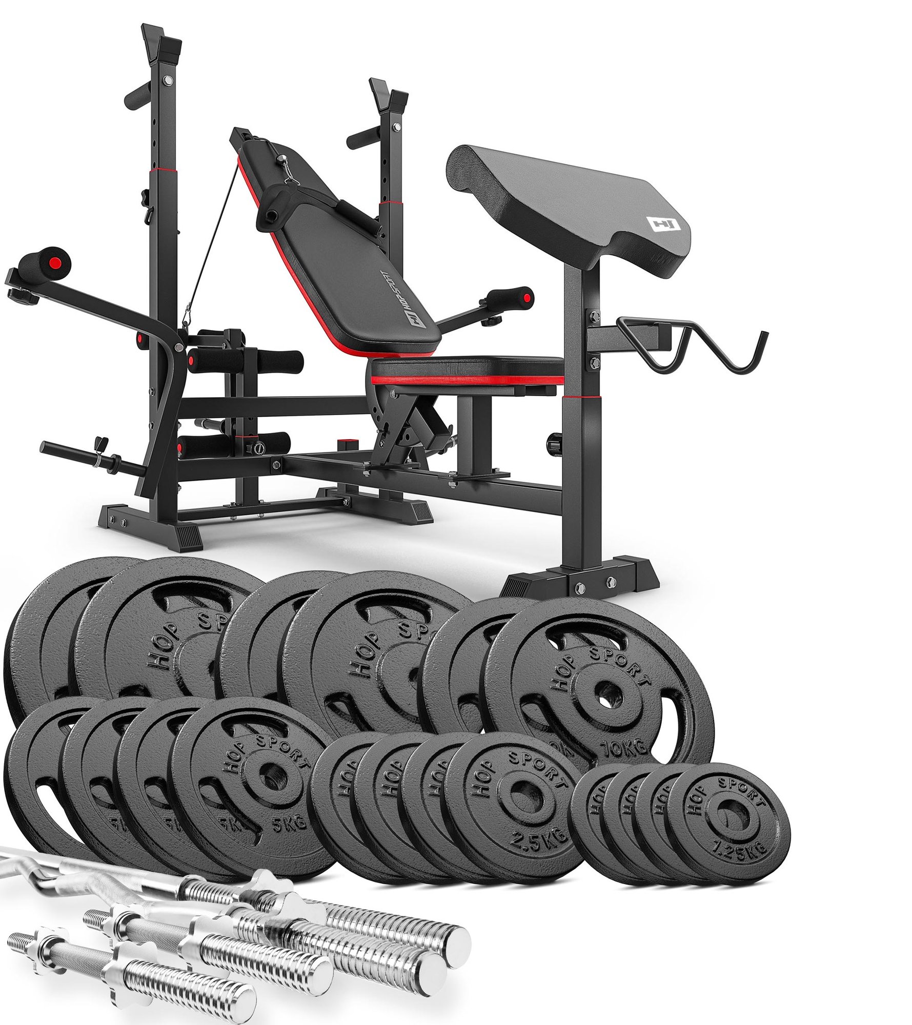 Zestaw kulturystyczny Strong 146kg z ławką HS-1075