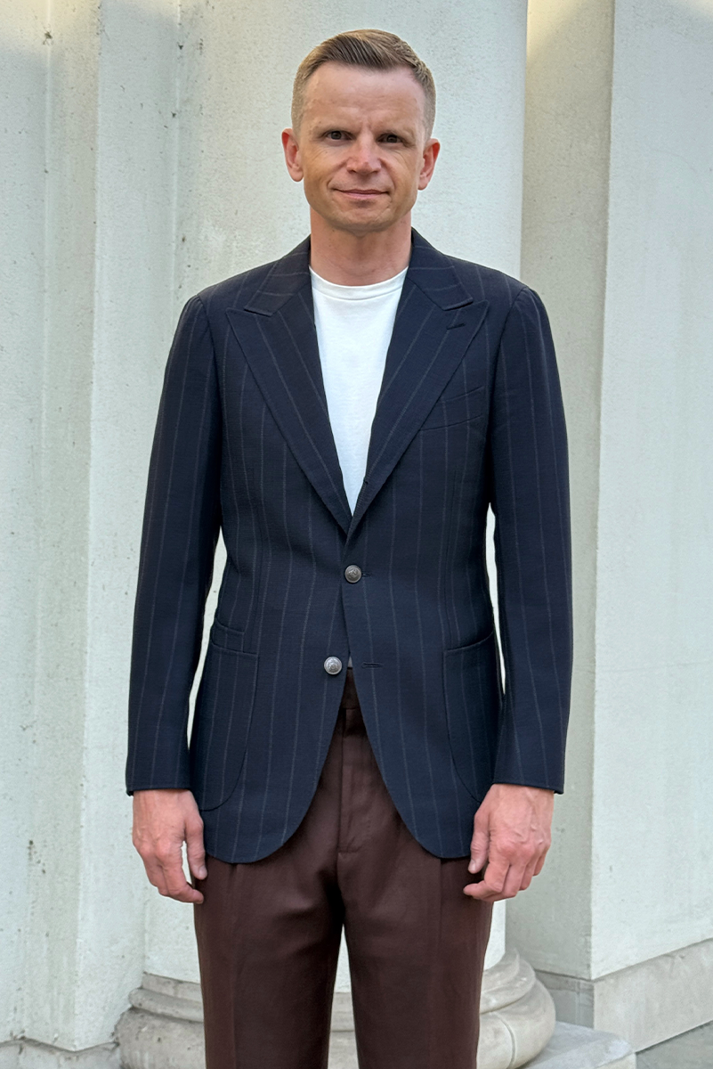 Marynarka Rowing Blazer, granatowa w pasy, wełniana