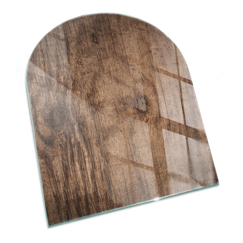 Szklana Podkładka Pod Kominek Półowalny Wallfluent 80x70 cm Rysunek naturalnych słojów drewna 1 szt.